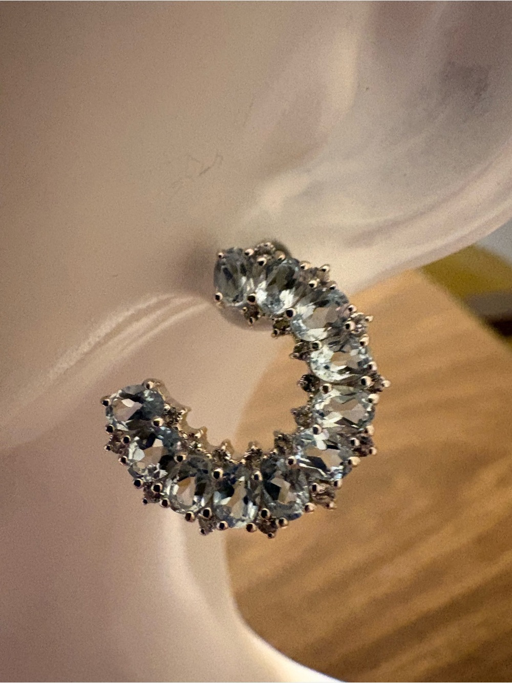 NEW 925 Sterling Silver 5.26 CT Blue & White Topaz Open Hoop Earrings